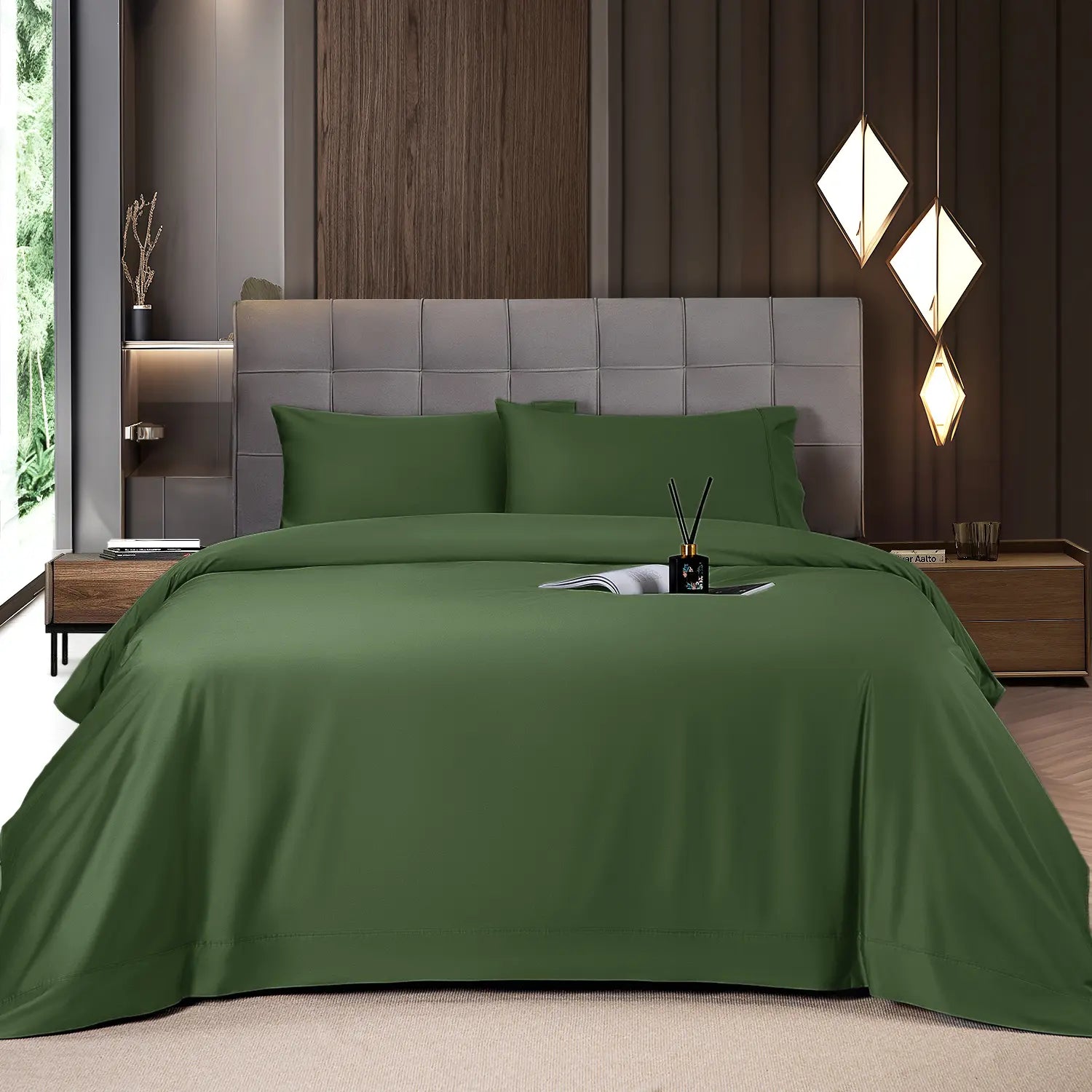 Shilucheng Bamboo Sheets Set 4/6 Pc,Cooling Breathable & Hotel Luxury Super Silky Soft, 16'' Deep Pocket, Wrinkle, Fade Resistant Springtok