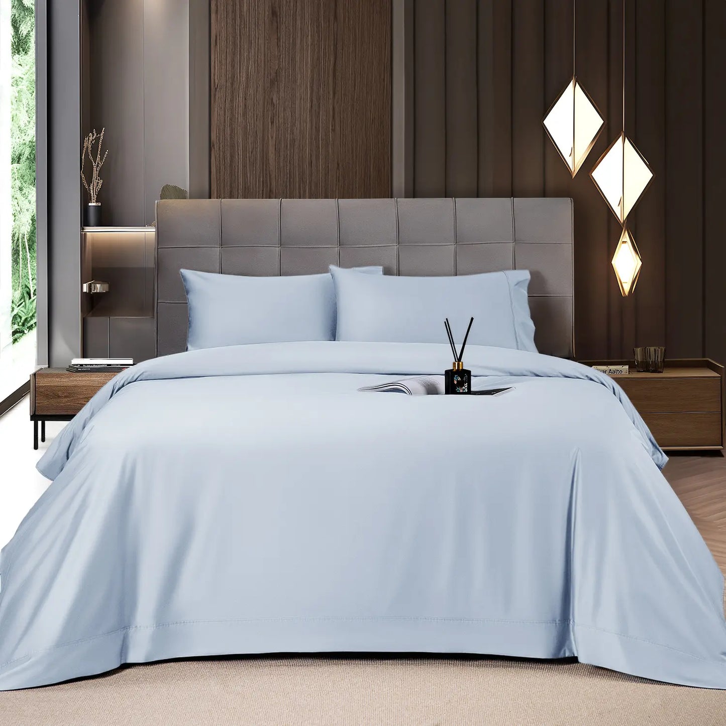 Shilucheng Bamboo Sheets Set 4/6 Pc,Cooling Breathable & Hotel Luxury Super Silky Soft, 16'' Deep Pocket, Wrinkle, Fade Resistant Springtok